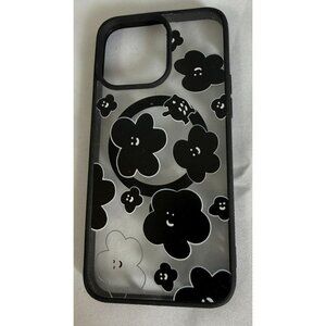 iPhone 14 Pro Max+/iphone15 Pro Max‎ Case MagSafe Ring Black Floral Design